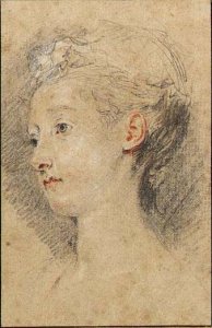 Head of a young girl turned to the left