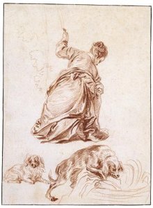 A Kneeling Woman, After Veronese, And Two Studies Of Dogs, One After Rubens