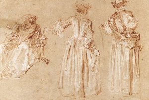 Three Studies of a Lady with a Hat c. 1715