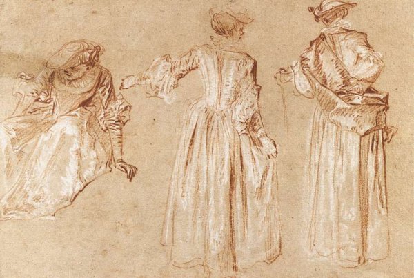 Three Studies of a Lady with a Hat c. 1715