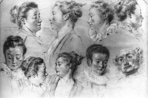 Jean-Antoine Watteau - Studies of Women's Heads